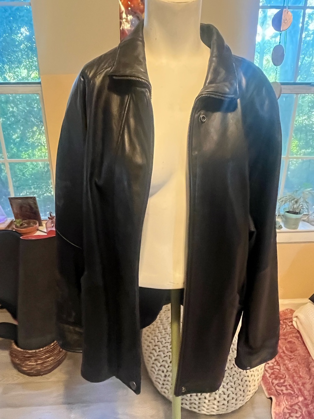 Black Leather Zip-Front Jacket for Women Izzy